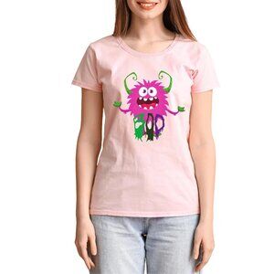 Pink Monster 'Boo' T-Shirt - Cute and Fun Monster Design for Halloween and Casua